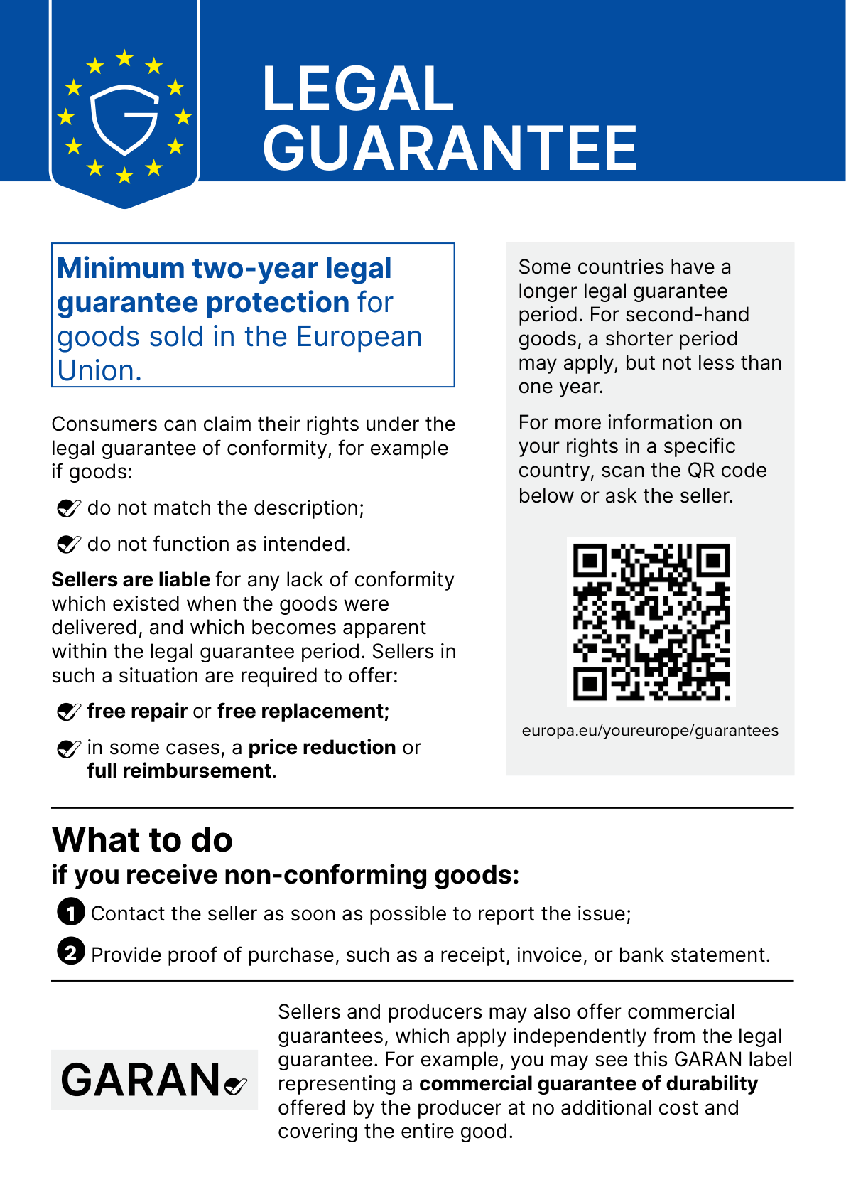 EU legal guarantee notice
